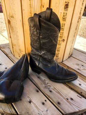 Ariat Heritage 34770 Men's 10 D Black Leather Western Cowboy Boots Round Toe